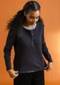 Pull à col tunisien en coton biologique côtelé (noir XXL)