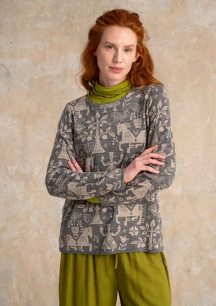 Strickpullover „Kivik“ aus Wolle/Bio-Baumwolle - aschgrau