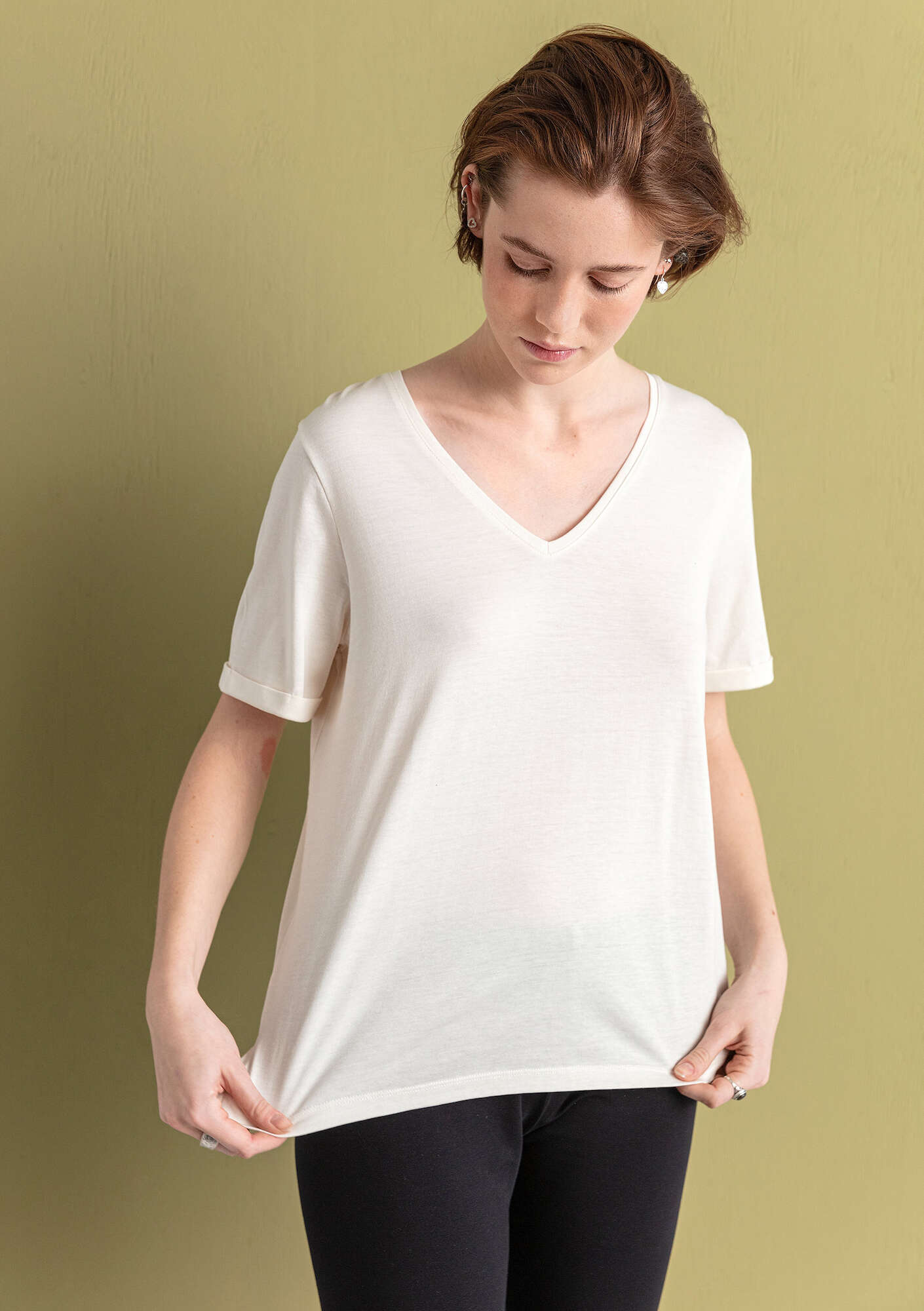 “Juliet” jersey top in organic cotton/modal semi-bleached thumbnail