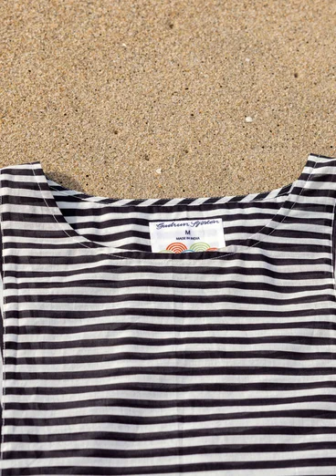 Webtunika „Reflexions“ aus Bio-Baumwolle - schwarz-halbgebleicht