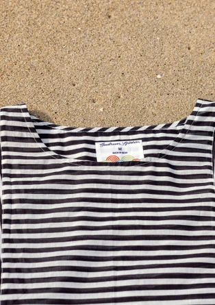 Webtunika „Reflexions“ aus Bio-Baumwolle - schwarz-halbgebleicht