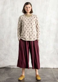 “Tove” organic/recycled cotton favourite sweater - dark natural melange/patterned