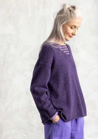 Nubby sweater in a lambswool blend - blackberry/melange