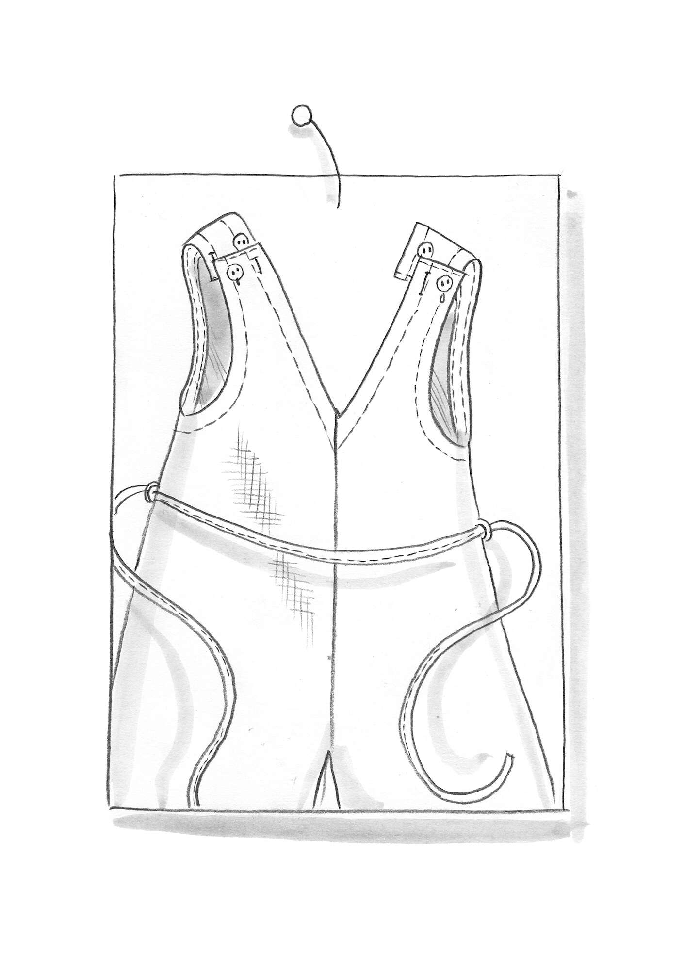 “Idun” woven overalls in organic cotton/linen iron gray