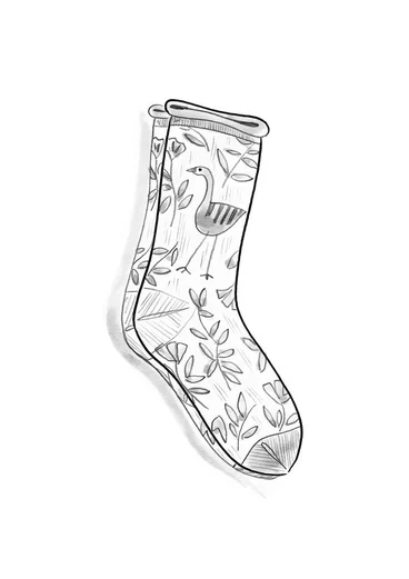 Chaussettes "Galapagos" en bouclette de laine mélangée - aubergine