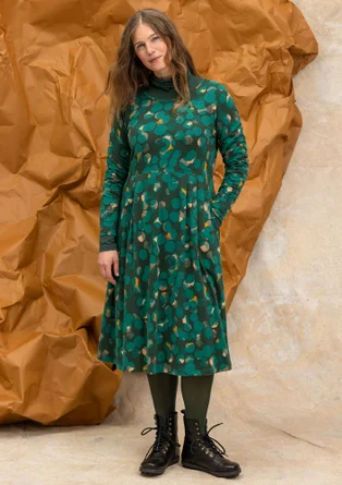 Gemustertes oder einfarbiges Jerseykleid „Frida“ aus Bio-Baumwolle - hellflaschengrün-gemustert