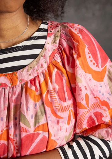 Vævet kjole "Great Rose" i økologisk bomuld/silke - lys pudderrosa