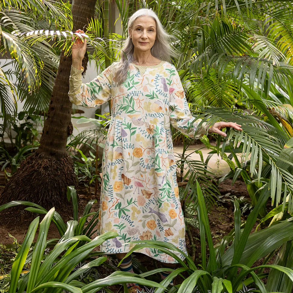 “Mockingbird” woven dress in linen/modal - elderflower