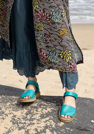 Leather sandals - turquoise
