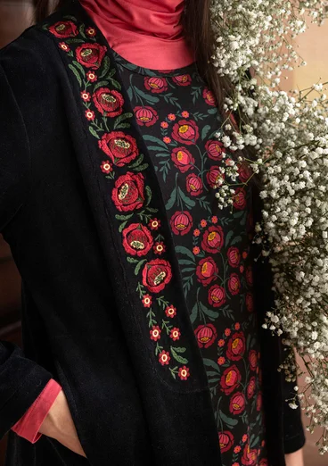 “Nora” organic cotton/recycled polyester velour cardigan - black