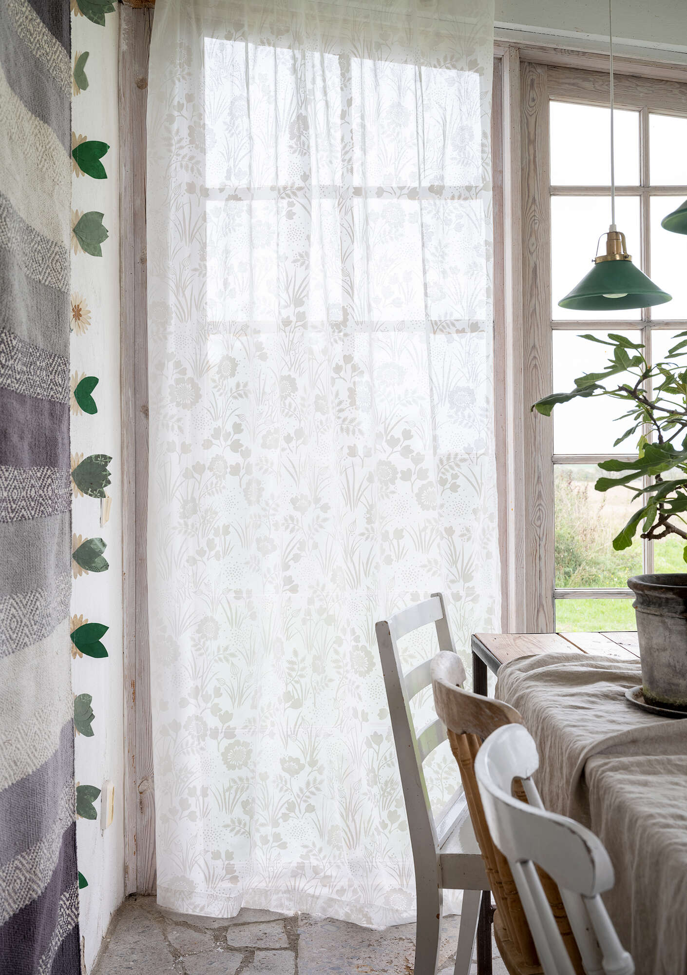 “Vera” long curtain in organic cotton white thumbnail