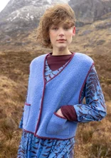 Strickweste „Sälen“ aus Wollbouclé - meeresblau