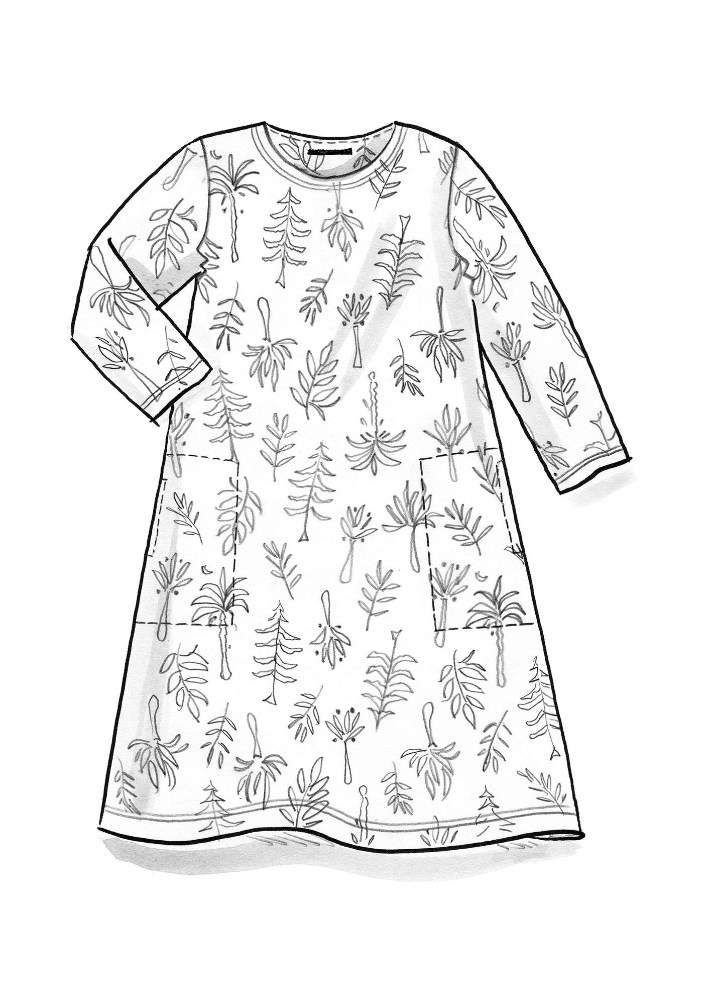 “Forest” jersey dress in organic cotton/modal ochre