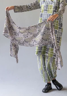 Sjal "Desert" i ekologisk bomull - askgrå