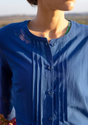 Webkleid „Anglaise“ aus Bio-Baumwolle - porzellanblau