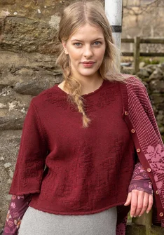 Strickpullover „Hildur“ aus Wolle - granatapfel-melange