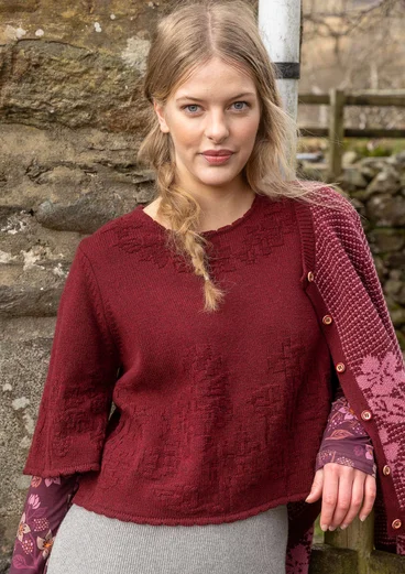 Strickpullover „Hildur“ aus Wolle - granatapfel-melange