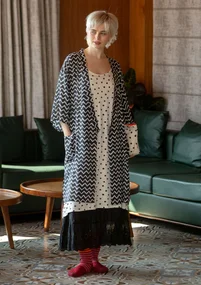 Webkimono „Travel“ aus Viskose - schwarz