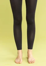 Enfärgade leggings i återvunnen polyamid - svart