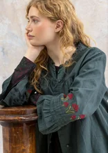 “Kiruna” woven tunic in organic cotton/linen - agave