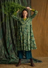 “Sanvi” patterned jersey dress in organic cotton - dark green