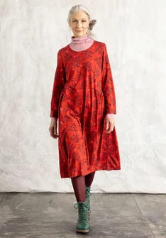 “Judit” organic cotton/modal jersey dress - parrot red/patterned
