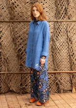 “Galapagos” woven tunic in linen - blue butterfly