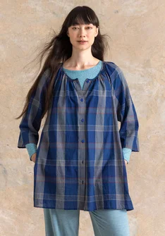 “Nora” woven organic cotton smock blouse - dark indigo