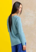 “Bianca” jersey top in lyocell/spandex - blue topaz/patterned