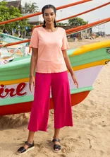 Solid-colored jersey pants in organic cotton - cyklamen