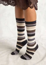 Striped knee-highs in organic cotton - black