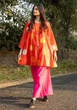 “Swirl” woven tunic in organic cotton - lava red