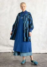 “Rut” woven artist’s blouse in rayon/linen - ink blue/patterned