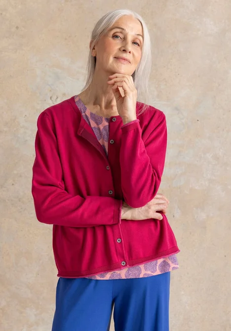 “Esme” organic/recycled cotton cardigan - cyklamen