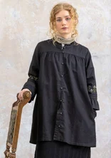 “Kiruna” woven tunic in organic cotton/linen - black