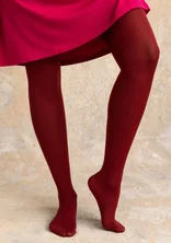 Solid-colored tights in recycled polyamide - dark agate red