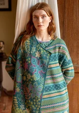 “Augusta” wrap cardigan in a wool blend - peacock green