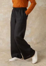 Woven linen trousers - svart