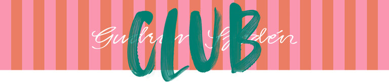 Orange and pink stripes captioned “Gudrun Sjödén Club”.