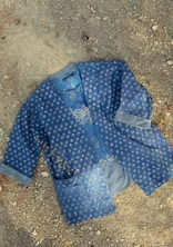 “Willow” woven kimono in organic cotton - indigo