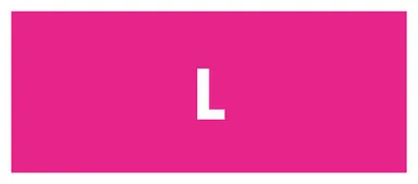 A pink card with “L” written in white.