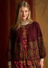 “Anila” patterned cardigan in organic cotton - aubergine