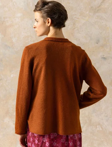 Knit jacket in felted organic wool - pecannt0SL0melange