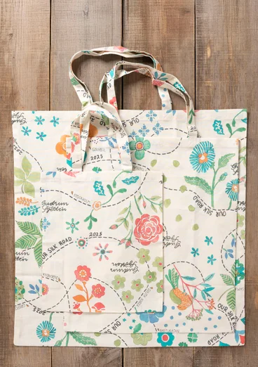 Fabric tote bag L in organic cotton - multicoloured