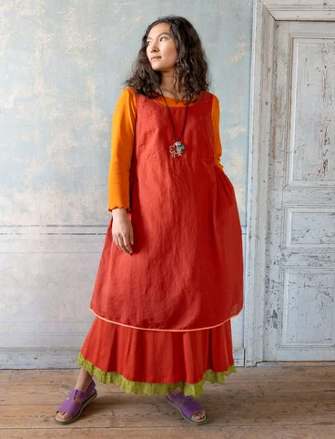 Vævet kjole "Shimla" i økologisk bomuld/hør - koppar0SL0mnstrad