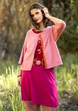 Vegetable-dyed cardigan in organic cotton/wool - cherry blossom