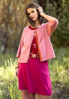 Cardigan in natural dyed organic cotton/wool - cherry blossom