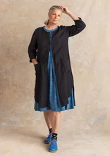 Woven linen dress - black