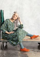 “Judit” jersey dress in organic cotton/modal - forest green/patterned