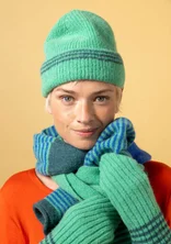 “Stripe” hat in an alpaca blend - lotus green